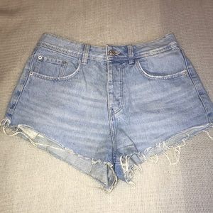 Zara Distressed high waisted denim shorts